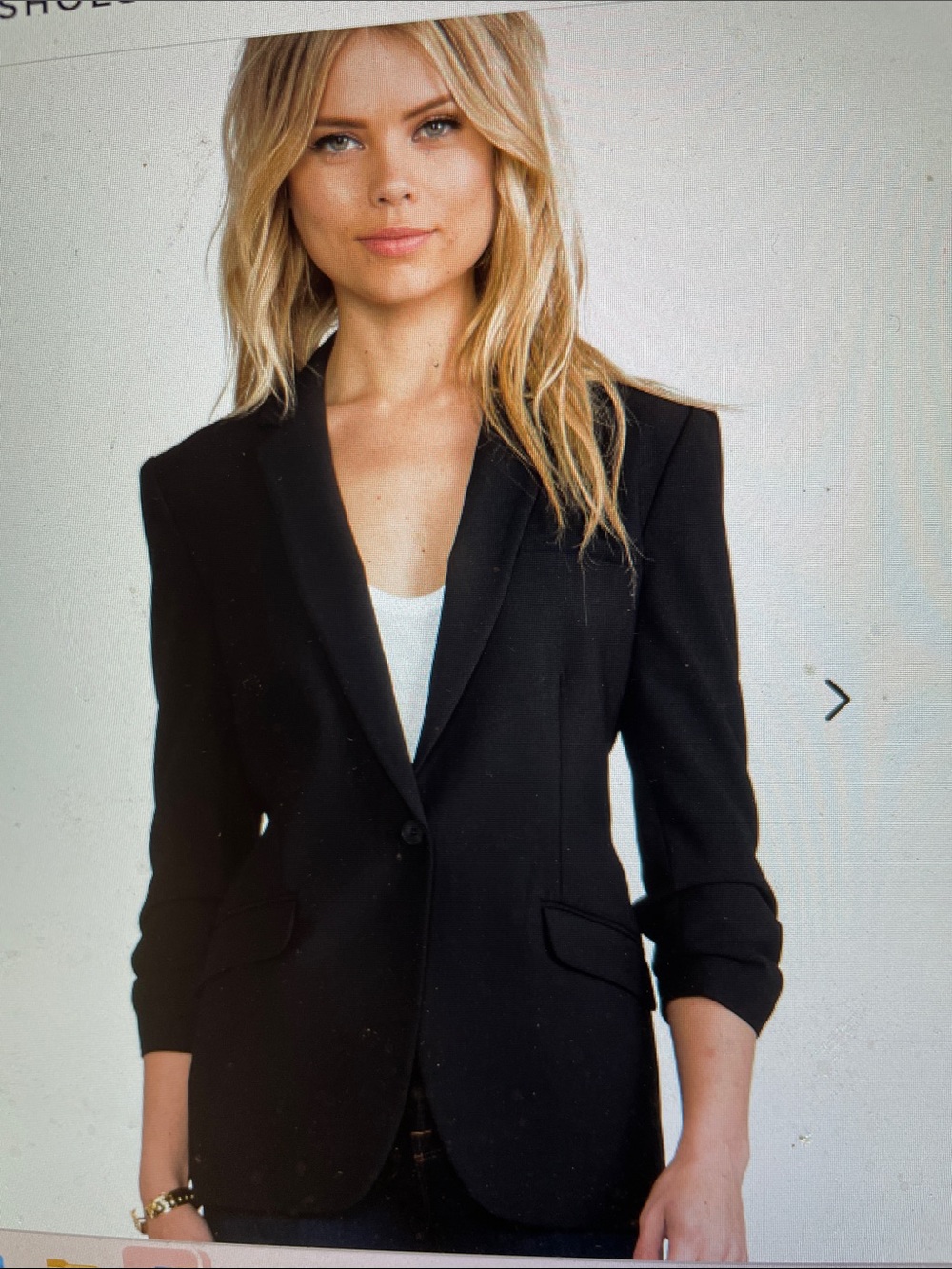 Elizabeth and James rutched sleeve Black Women's Blazer - Tailored Single-Button
